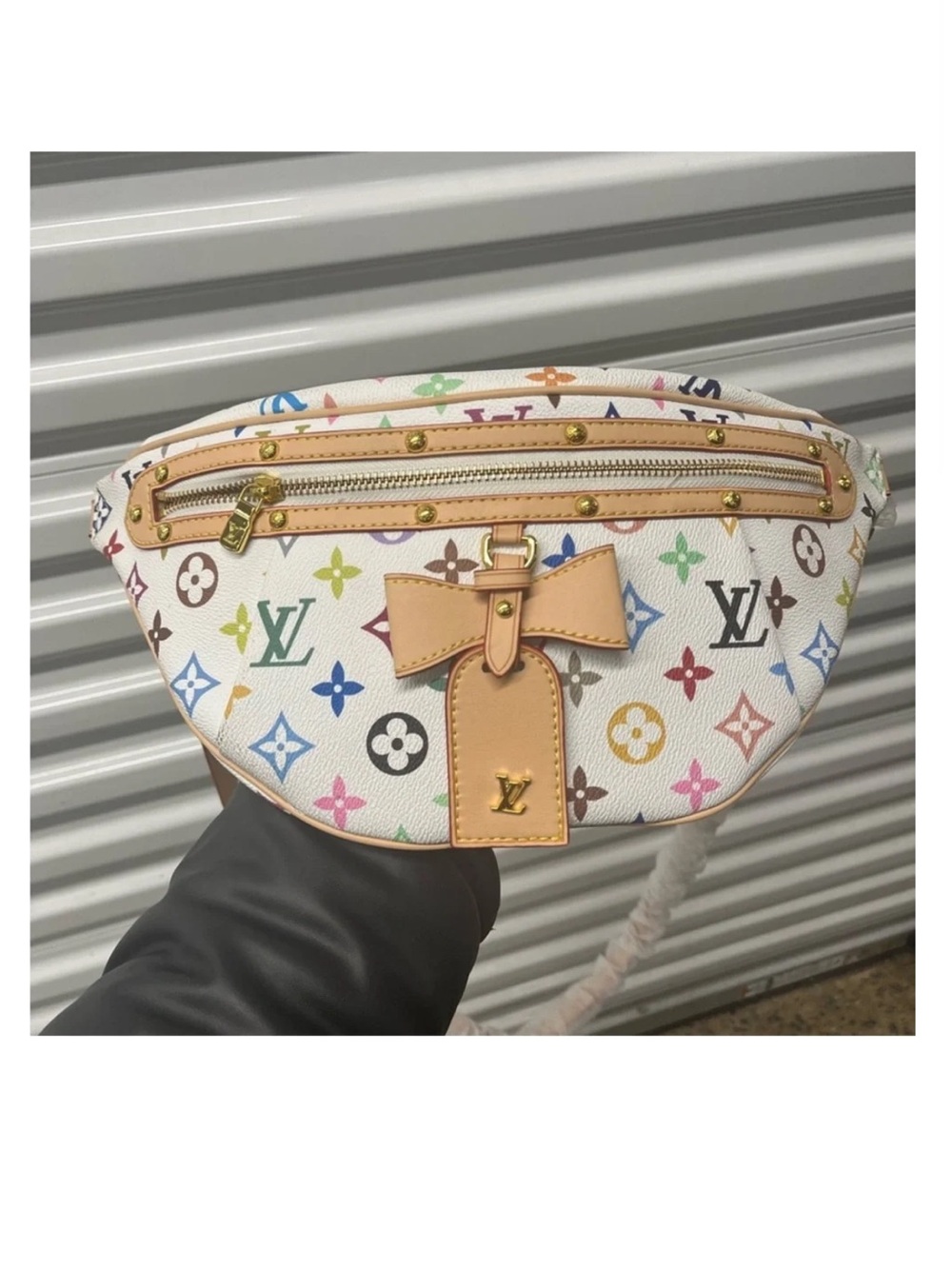 Cute fashion Multicolor Monogram White Canvas Crossbody Bag